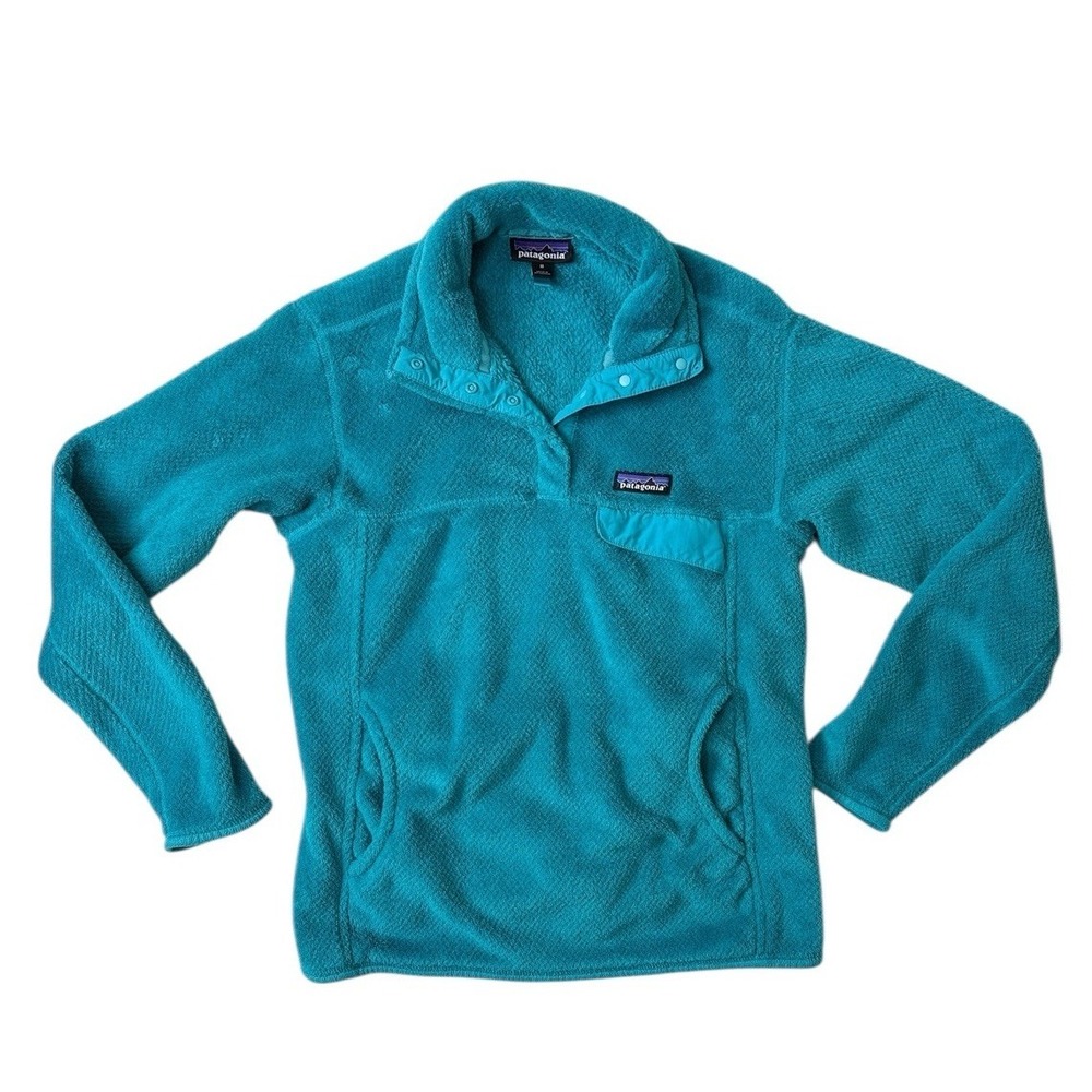 Patagonia Womens Re-Tool Snap-T Pullover Teal Polartec‎ Outdoor Sweater Size M